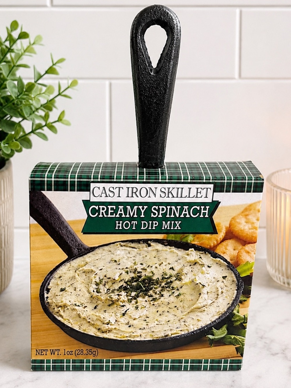 New Mini Cast Iron Skillet Gift Set with Creamy Spinach Hot Dip Mix